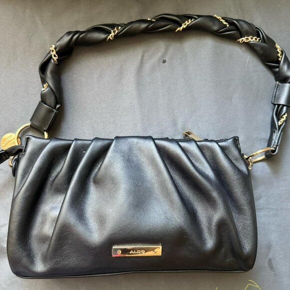 ALDO Torsa shoulder bag with chain braid handle in black like new - Picture 1 of 7